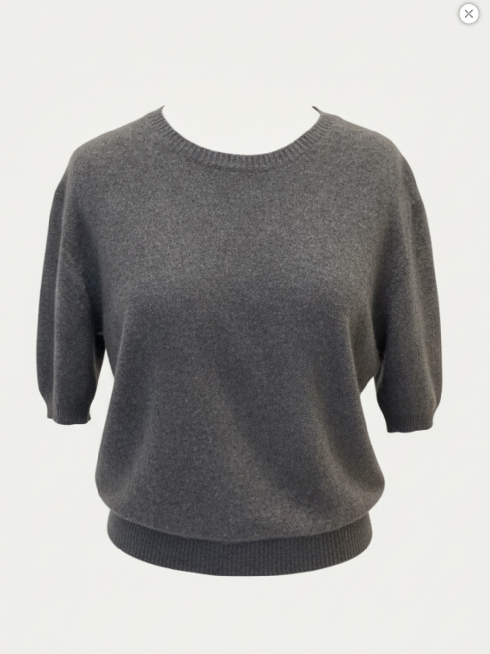 Loro Piana Cashmere Charcoal Short-Sleeve Crewneck Sweater